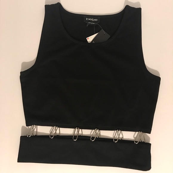 Bebe black grommet waist crop top - Picture 2 of 5
